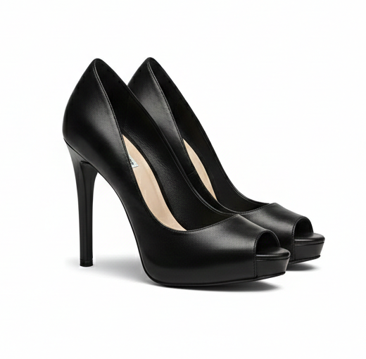 Leather Open-Toe Heels – Minimalist Elegance