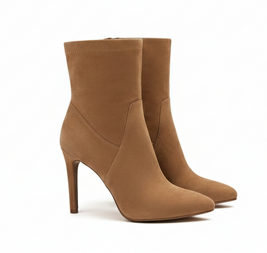Suede Ankle Heeled Boots – Modern Minimalist