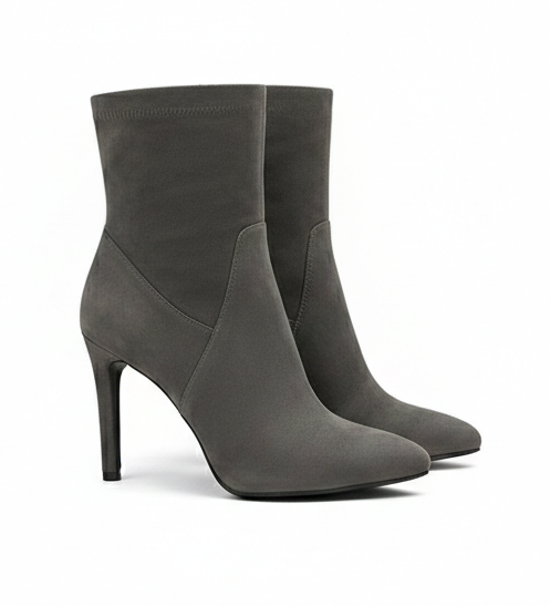 Suede Ankle Heeled Boots – Modern Minimalist