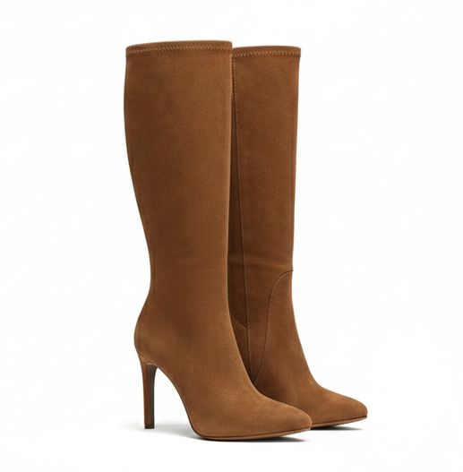 Suede Knee-High Heel Boots – Sleek Elegance