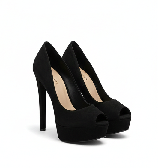 Suede Open-Toe Heels – Minimalist Elegance