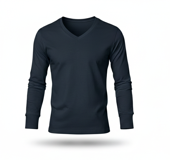 Long-Sleeve V-Neck Shirt – Minimalist Modern