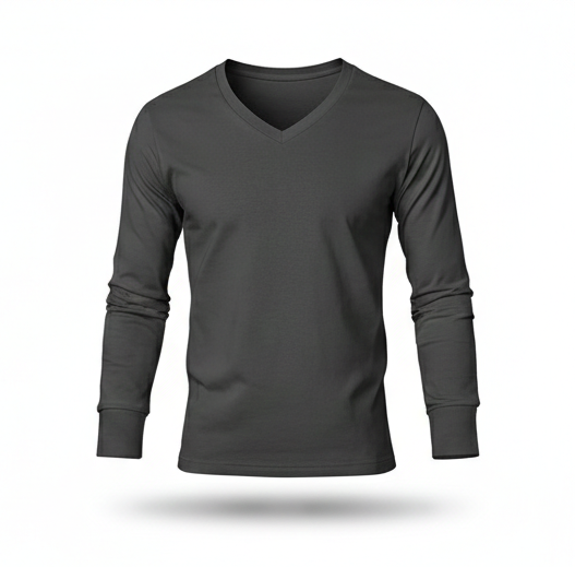 Long-Sleeve V-Neck Shirt – Minimalist Modern