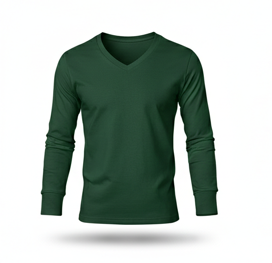 Long-Sleeve V-Neck Shirt – Minimalist Modern