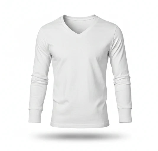 Long-Sleeve V-Neck Shirt – Minimalist Modern