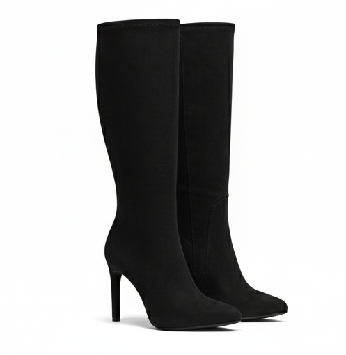 Suede Knee-High Heel Boots – Sleek Elegance