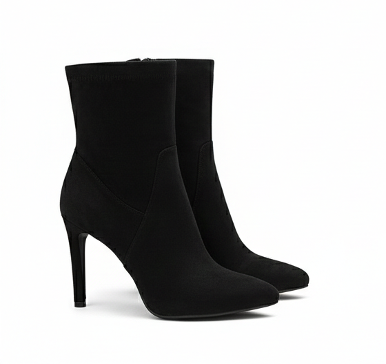 Suede Ankle Heeled Boots – Modern Minimalist