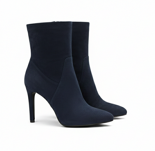 Suede Ankle Heeled Boots – Modern Minimalist